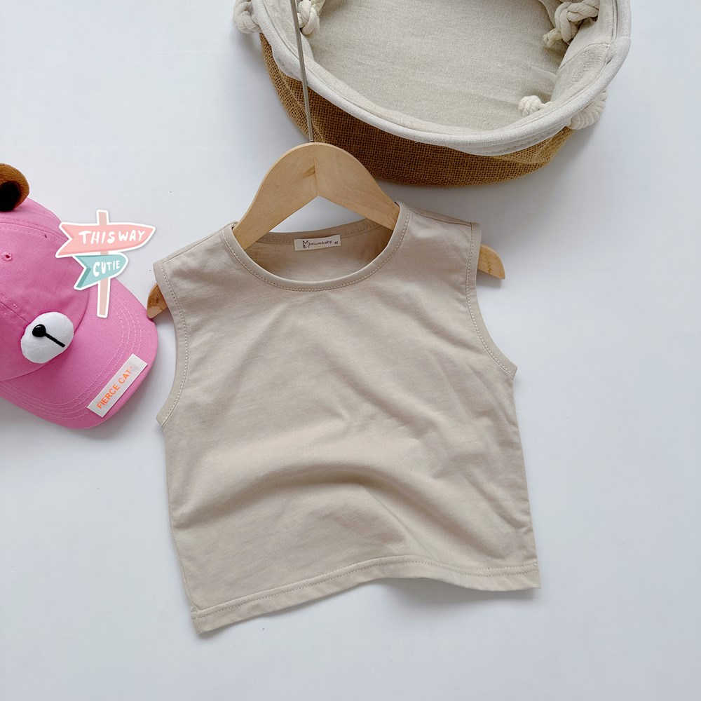 Áo ba lỗ trơn bé trai, chất liệu 100% cotton, bebukidsstore A1526