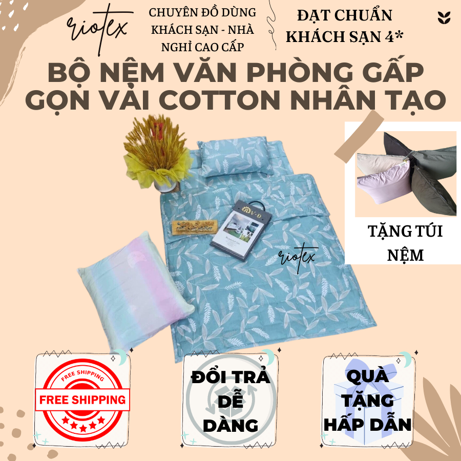 Bộ nệm văn phòng gấp gọn Riotex mềm mịn, êm ái - KT: 80x190x3cm (NemVP)