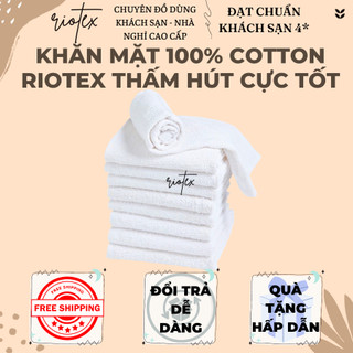 Khăn mặt cotton cao cấp màu trắng Riotex thấm hút cực tốt - KT: 34x82cm 100g A