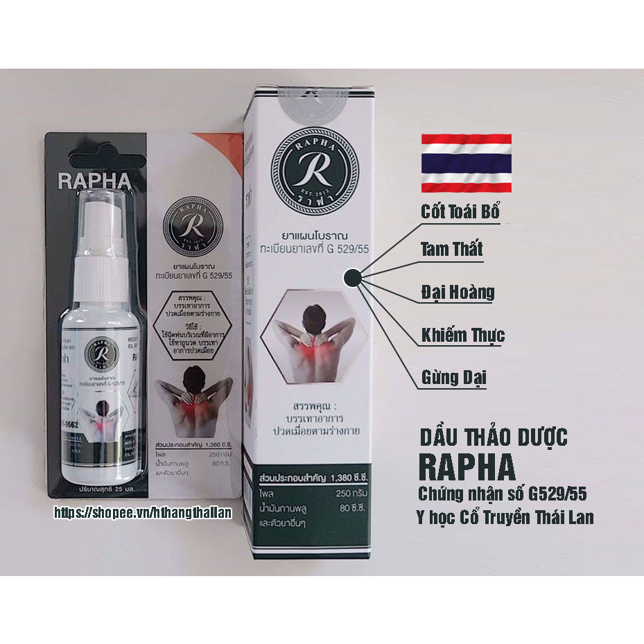 Dầu Thảo Dược Rapha Thái Lan Xoa Bóp Đau Nhức Xương Khớp 25ml