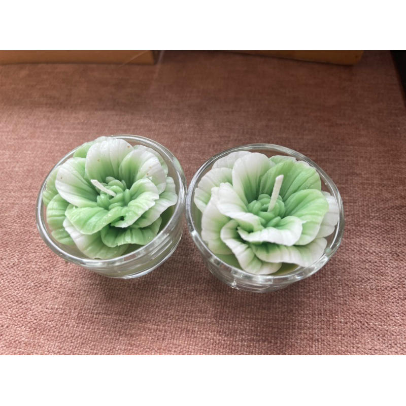 Nến cốc thuỷ tinh hoa tinh tế trang trí cúng dường thôi nôi cho em bé