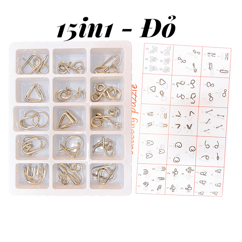 Bộ móc khóa IQ combo 8 15 18 30 món đồ chơi trí tuệ Nhật Bản Metal Puzzle gỡ rối vòng sắt thông minh