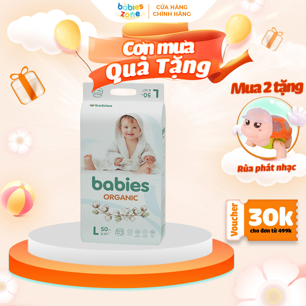 Tã quần, bỉm quần cho bé Babies Organic, mỏng thoáng, thấm hút đủ size M, L, XL, XXL, XXXL