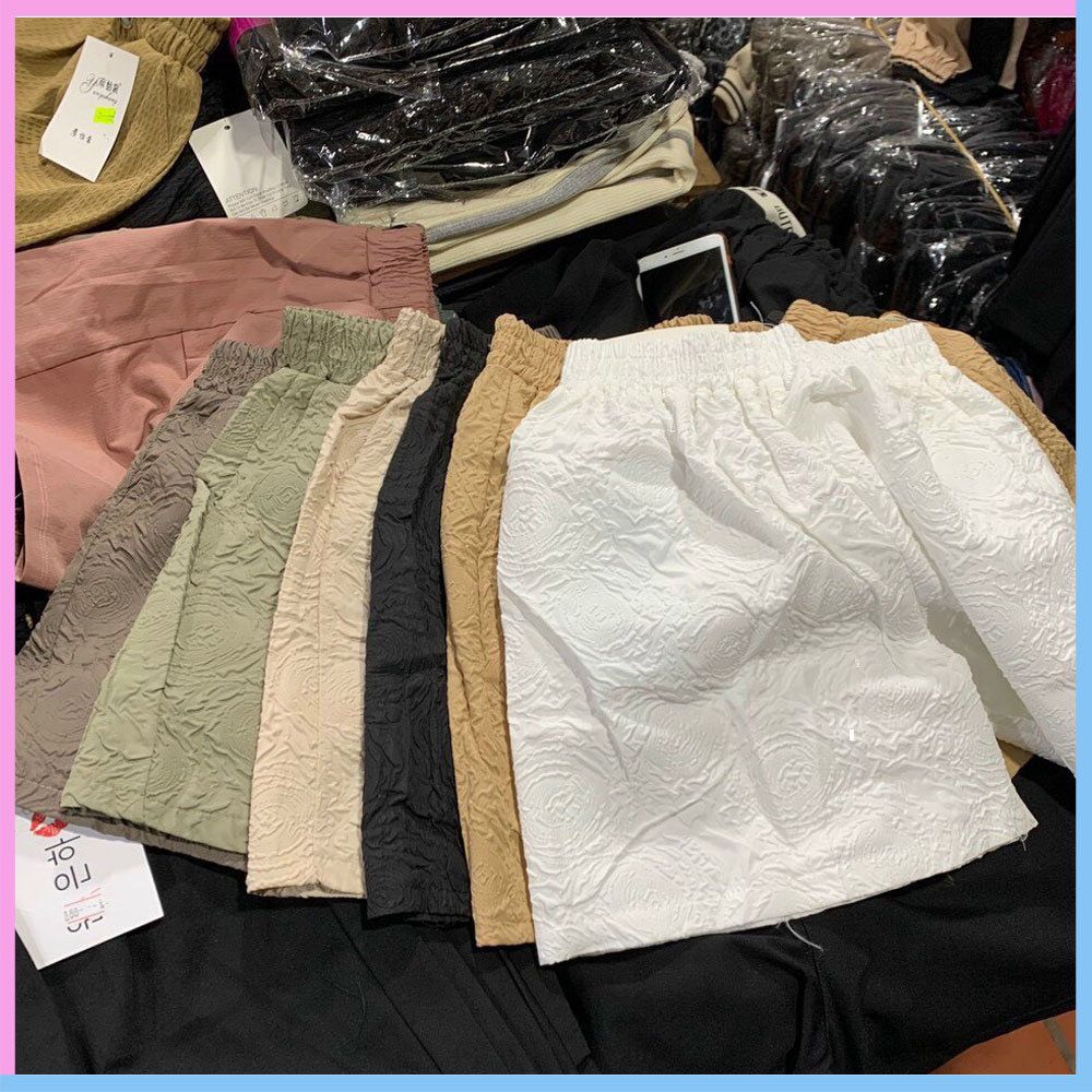 Quần short ống rộng dập nổi 3D xốp phồng, quần đùi nữ cạp chun nhiều màu cao cấp QDN6 | BigBuy360 - bigbuy360.vn