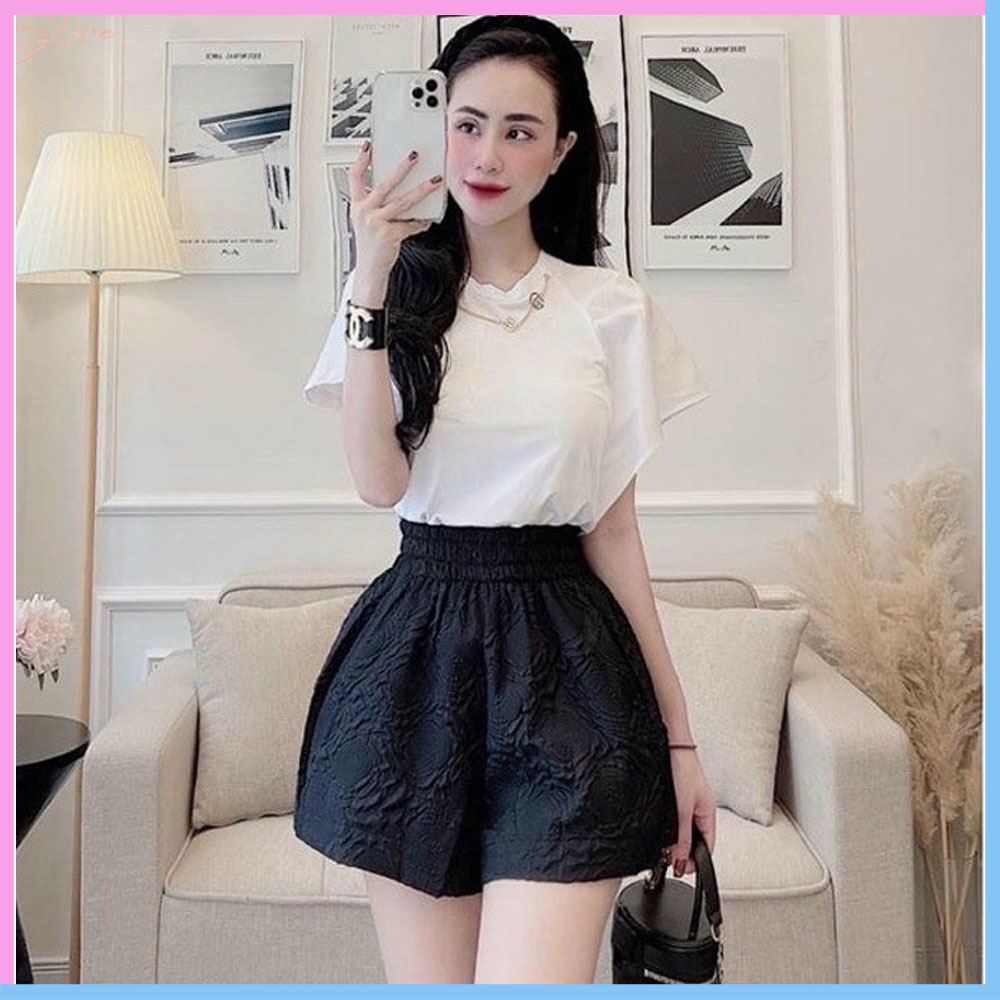 Quần short ống rộng dập nổi 3D xốp phồng, quần đùi nữ cạp chun nhiều màu cao cấp QDN6 | BigBuy360 - bigbuy360.vn