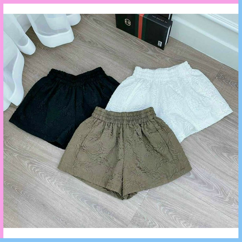 Quần short ống rộng dập nổi 3D xốp phồng, quần đùi nữ cạp chun nhiều màu cao cấp QDN6 | BigBuy360 - bigbuy360.vn