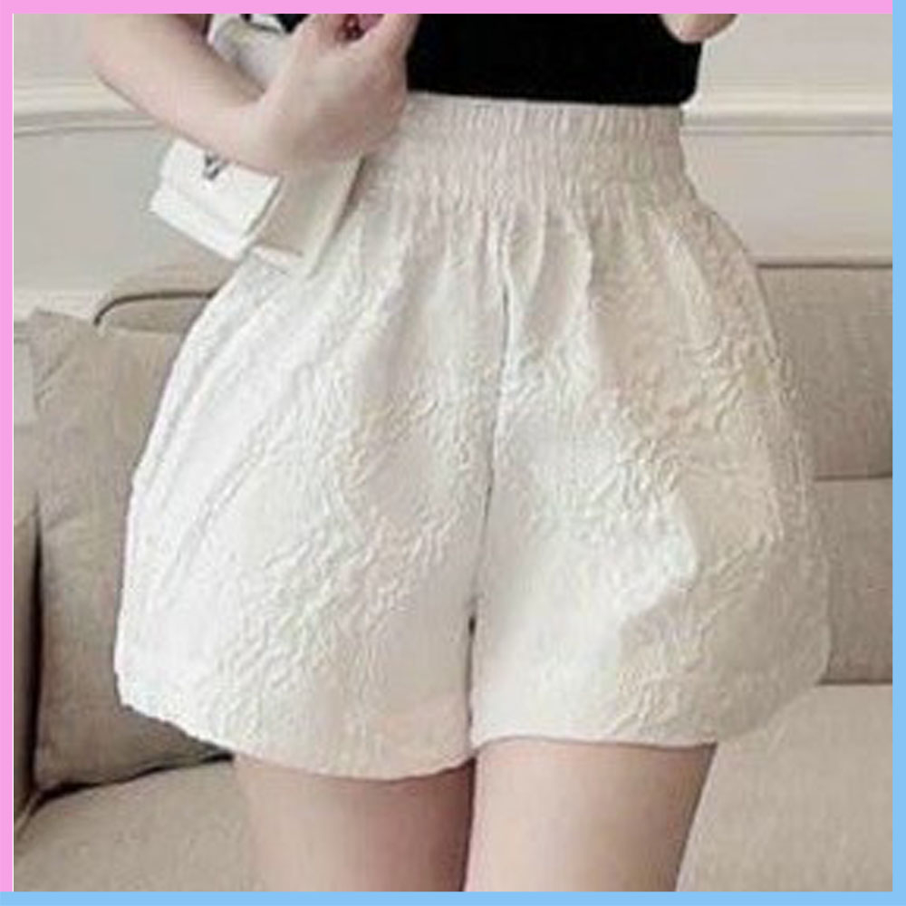 Quần short ống rộng dập nổi 3D xốp phồng, quần đùi nữ cạp chun nhiều màu cao cấp QDN6 | BigBuy360 - bigbuy360.vn