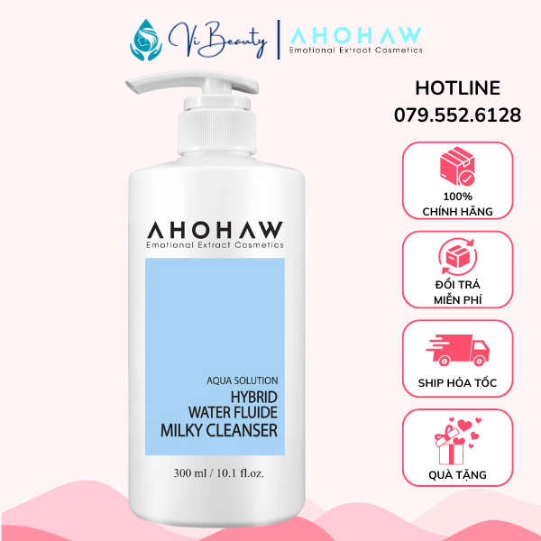 Sữa Tẩy Trang AHOHAW Hybrid Water Fluide Milky Cleanser Chiết - Làm Sạch Sâu Lỗ Chân Lông, Giữ Ẩm Cho Mọi Loại Da