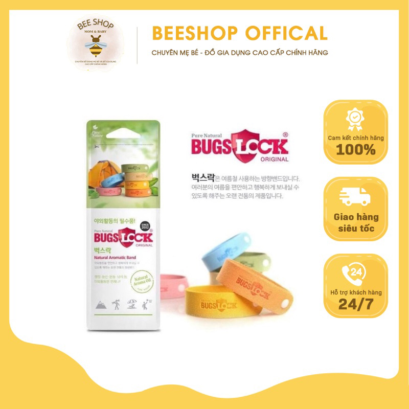 Vòng chống muỗi cho bé/người lớn thiên nhiên Bugs Lock Natural Aromatc nội địa Hàn Quốc
