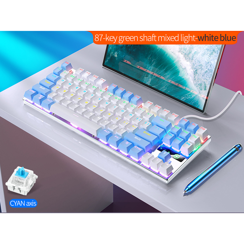 Bàn phím cơ gaming có dây ONIKUMA ZK-3 Blue switch 87 phím có đèn RGB màu trắng xanh/đen dành cho máy tính/laptop | BigBuy360 - bigbuy360.vn