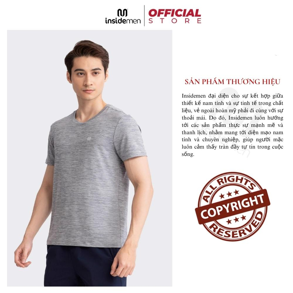 Áo thun nam ngắn tay INSIDEMEN ITS015S3 t-shirt cổ tròn tay lỡ  tay lỡ in logo cotton premium thoáng mát mềm mịn