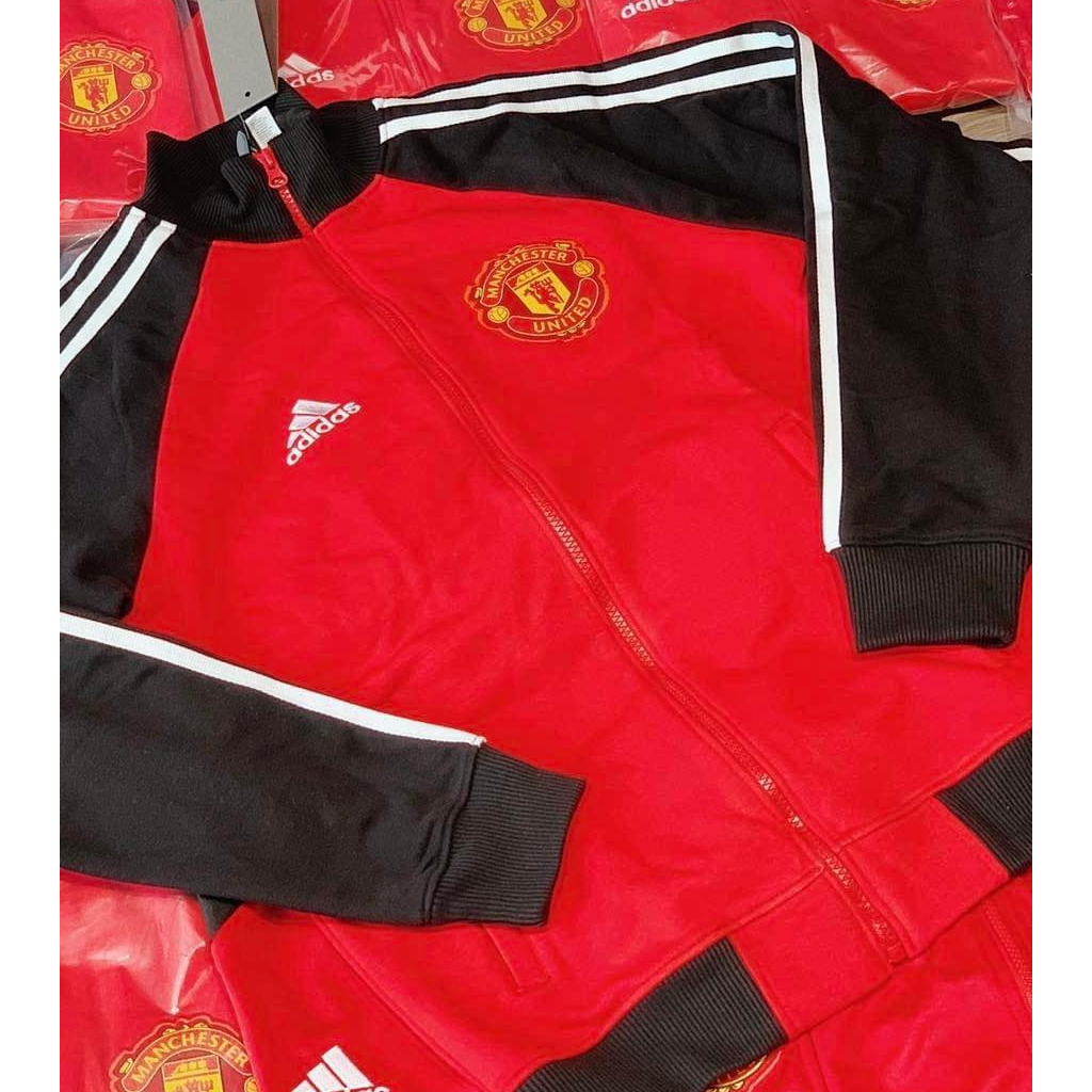 Áo khoác Training Adidas MU-Retro-Đỏ tay đen-VNXK