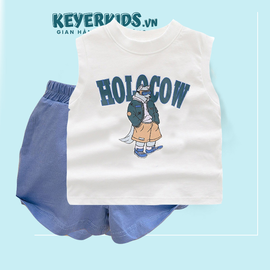 Sét Bộ Áo Thun 3 Lỗ Cho Bé KEYER KIDS, Áo Thun Ngắn Tay Thun Cotton, Quần Short Kaki Mềm Form Hàn SZ63