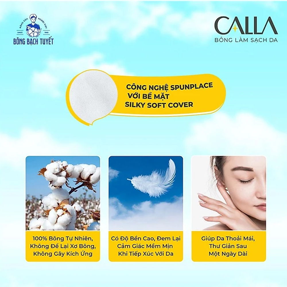 Bông Tẩy Trang Làm Sạch Da Bạch Tuyết CALLA Mềm Mịn 500Gr