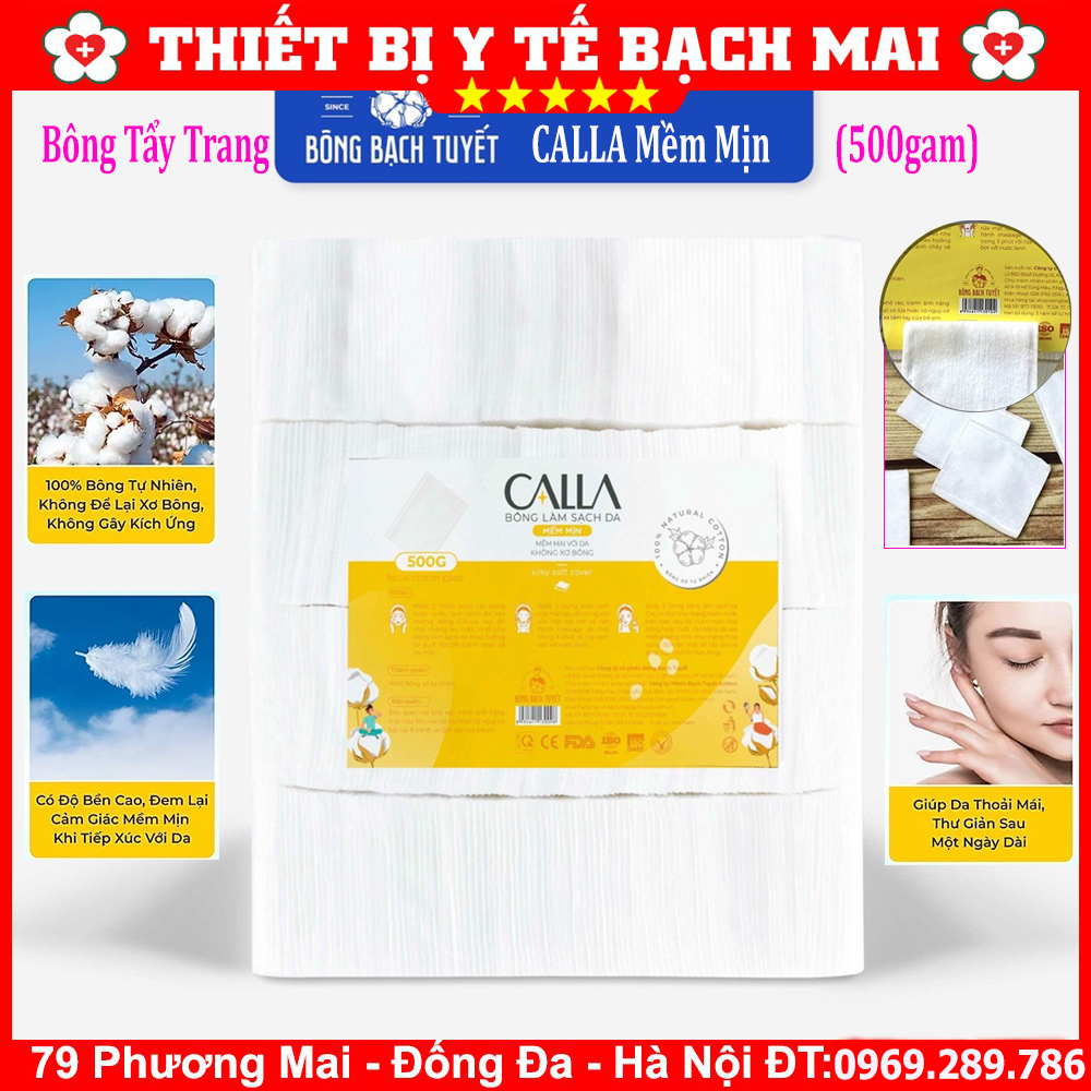 Bông Tẩy Trang Làm Sạch Da Bạch Tuyết CALLA Mềm Mịn 500Gr