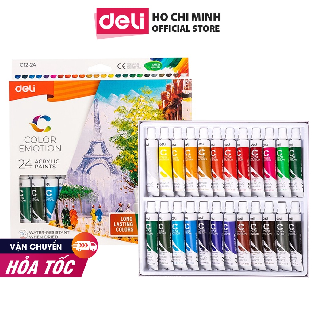 Màu Nước Acrylic Dạng Tuýp 5ml Kèm Cọ Khay Màu Tô Tượng Đất Sét Tự Khô Vẽ Giày Túi Tote Tô Tượng Đất Sét Tự Khô Finenolo