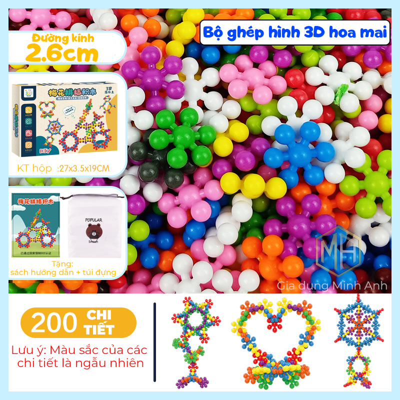 Bộ lắp ráp khối 3D hình hoa mai 200 chi tiết lắp ghép - Edukids đồ chơi giáo dục