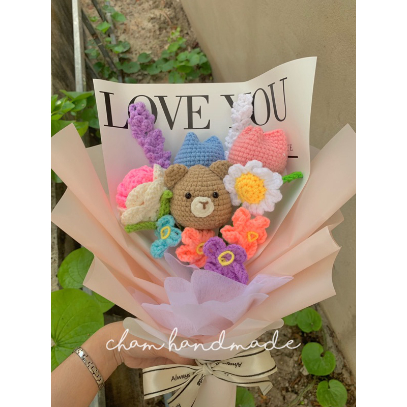 Bó hoa len gấu hoa