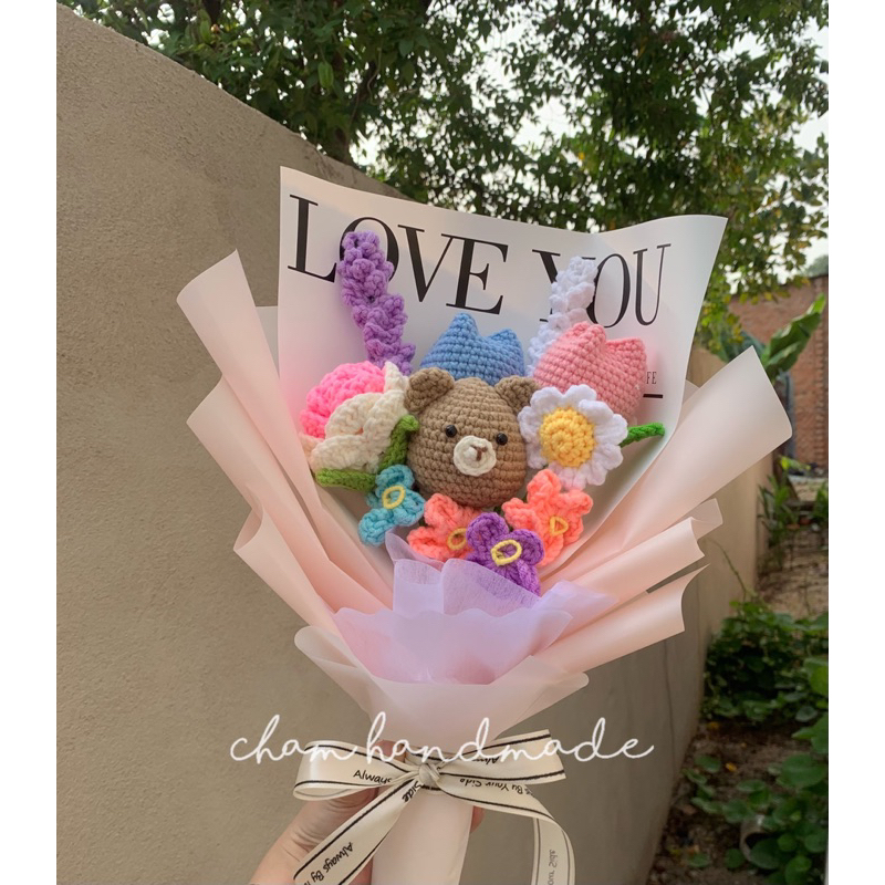 Bó hoa len gấu hoa