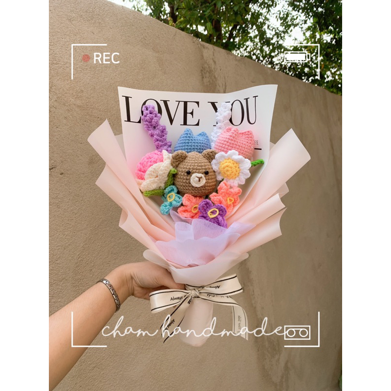 Bó hoa len gấu hoa