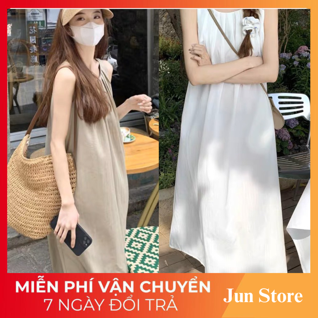Váy đầm xếp ly ngực sát nách dáng dài Jun Store 135