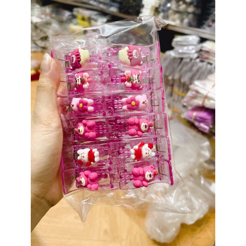 Sỉ 12 Kẹp 5răng 3răng gấu dâu