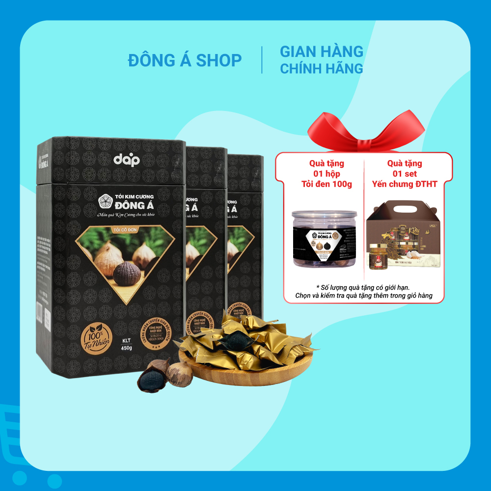 Tỏi đen cô đơn bóc vỏ -Combo 3 hộp 450g- Tỏi Kim Cương Đông Á -Hỗ trợ tăng cường đề kháng, giảm mỡ máu, ổn định huyết áp