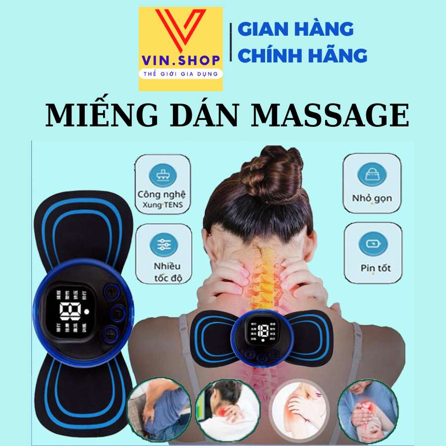 Miếng Massage Xung Điện Cổ Vai Gáy, Bắp Tay, Lưng Bằng Xung Điện Giảm Đau Nhức Hiệu Qủa -Máy Mat xa Toàn Thân 10 Chế Độ