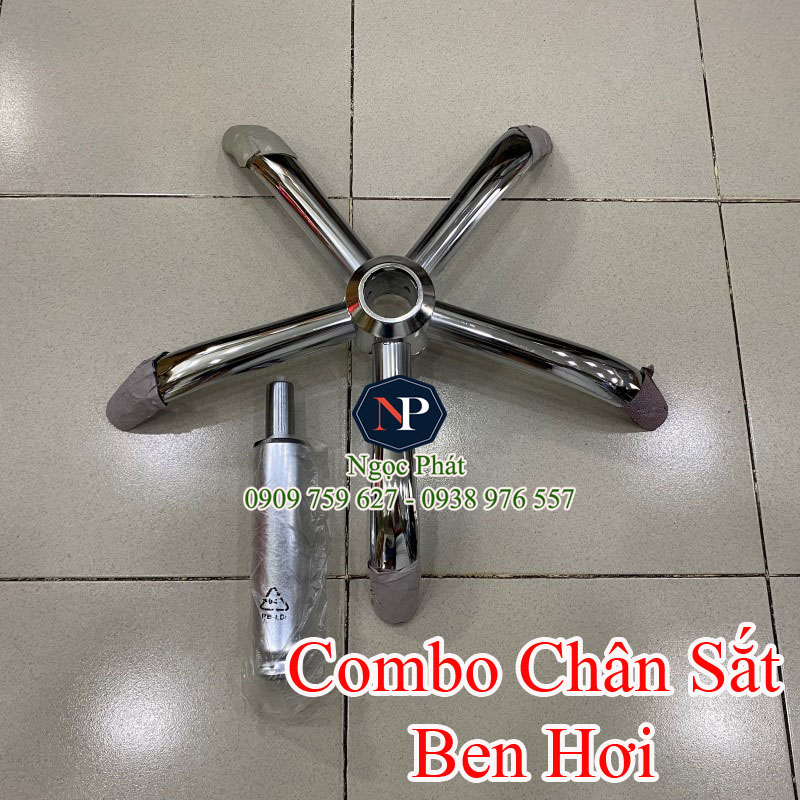 Combo Chân Sắt Ghế Xoay Văn Phòng Siêu Bền Và Ben Hơi Piston Nâng Hạ