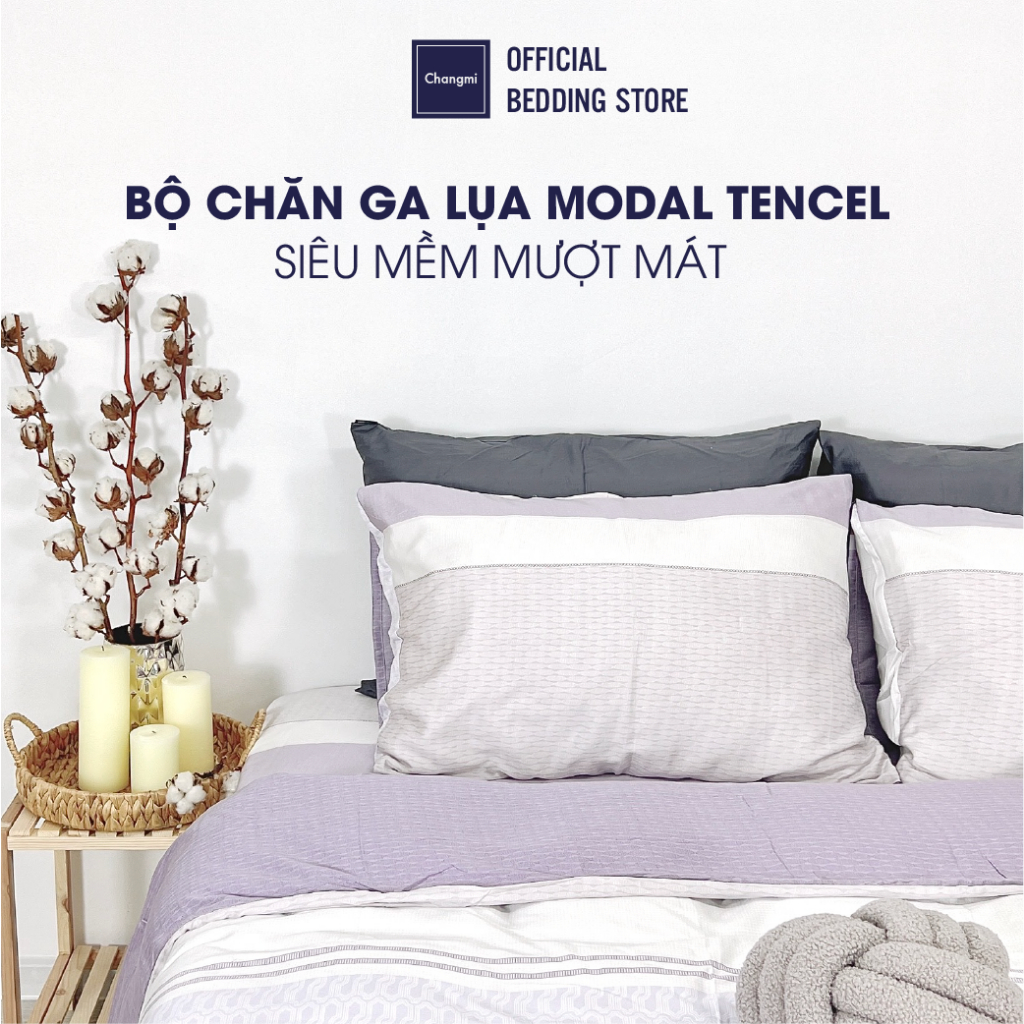 [CM4042] Bộ chăn ga Changmi Bedding 100% lụa gỗ sồi Modal Tencel - 5 món