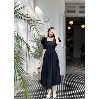 Váy tay bồng dài li đen