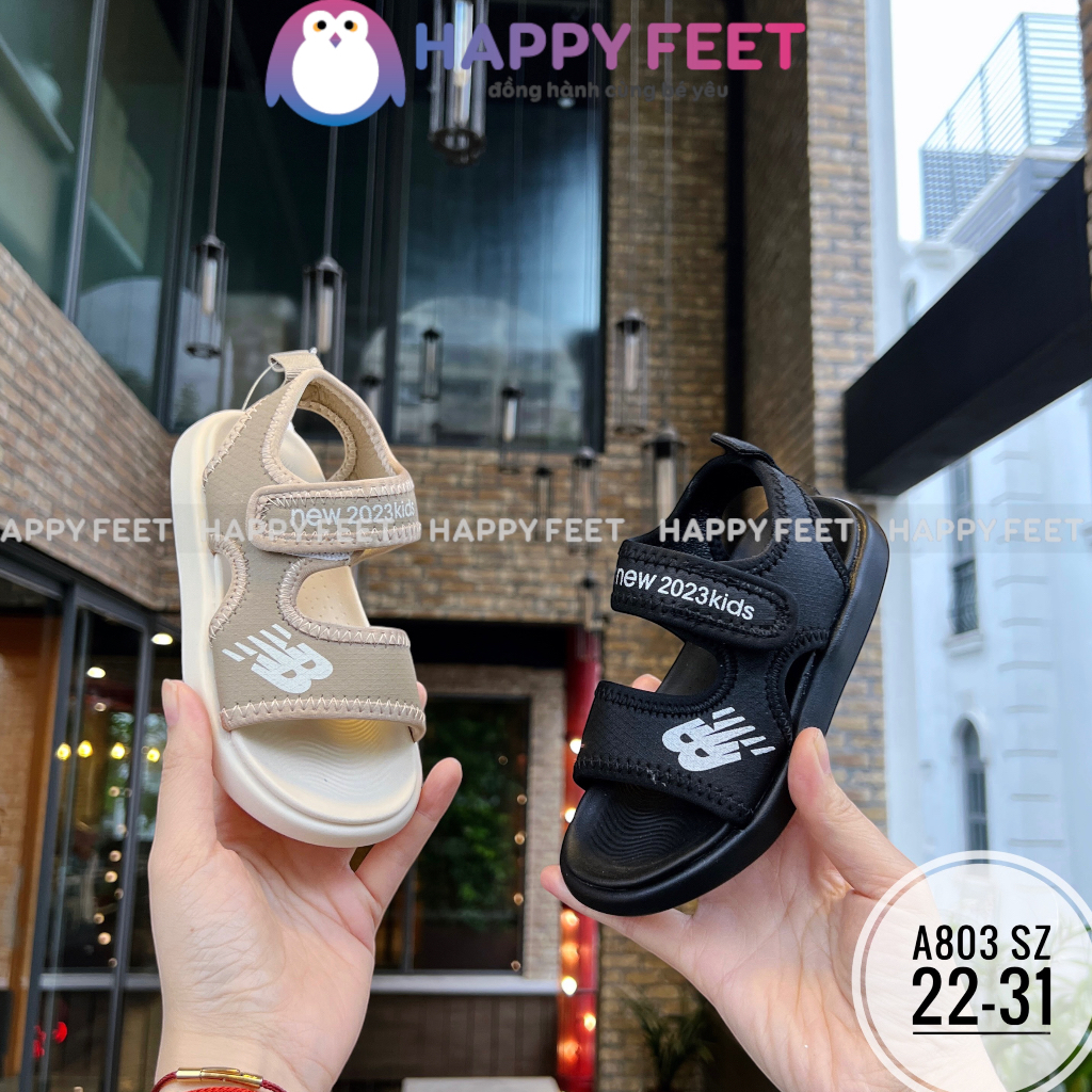 Dép quai hậu bé trai, xăng đan quai dán trẻ em cho bé 2-4 tuổi- Happy Feet No8103