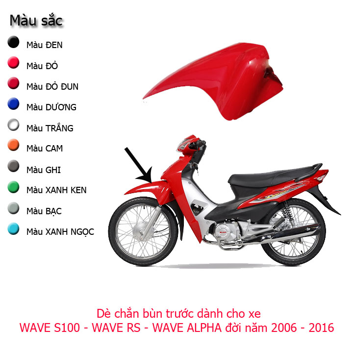 Dè chắn bùn Trước C100 xe Wave RS - Wave Anpha 100 - Wave S100 đời 2006 đến 2016