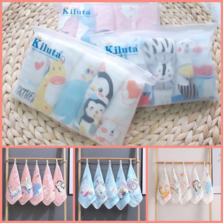 Set 5 khăn tay 3 Màu Cao Cấp, khăn sữa, khăn mặt Kiluta 6 lớp dày mịn 30x30cm cho bé Nuna