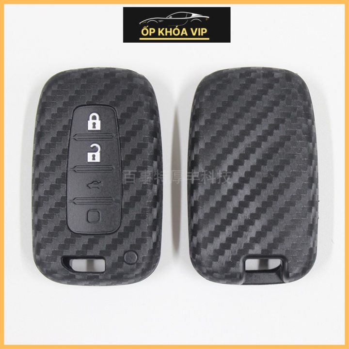 Bao da/ Ốp khóa xe nhựa cứng vân carbon carbon kèm móc treo inox xe Kia Sonata-Forte by Ốp khóa VIP