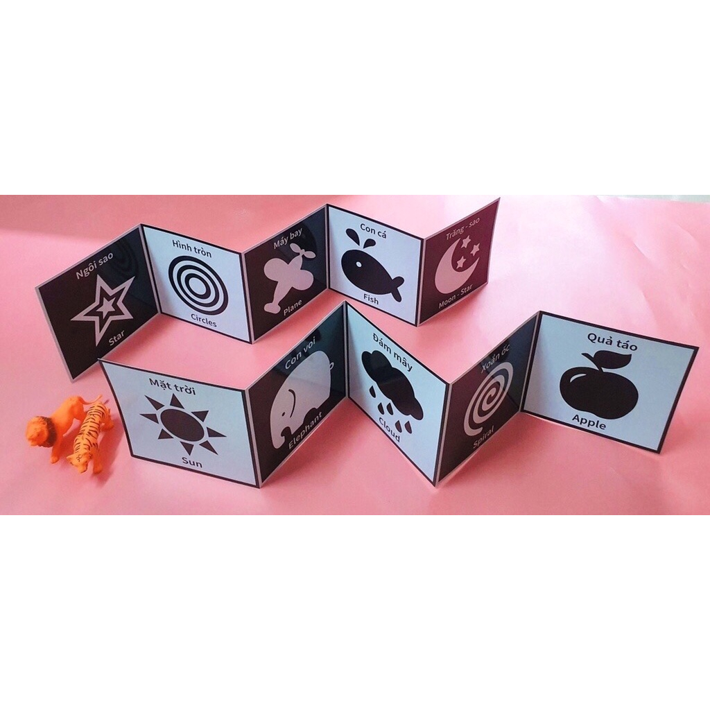 Trọn Bộ Thẻ Kích Thích Thị Giác Loại Nếp gấp mới nhất Cho Bé 0-2 Tuổi