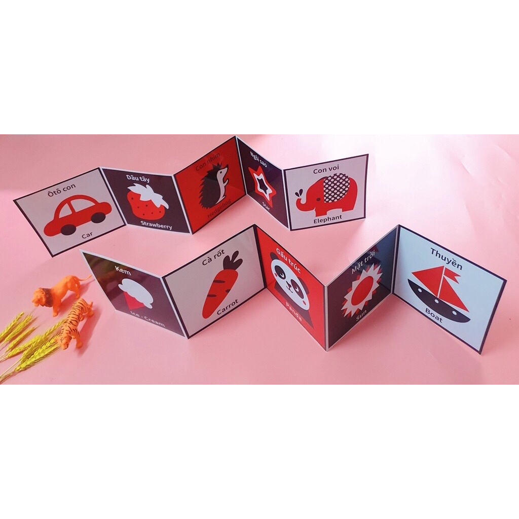Trọn Bộ Thẻ Kích Thích Thị Giác Loại Nếp gấp mới nhất Cho Bé 0-2 Tuổi