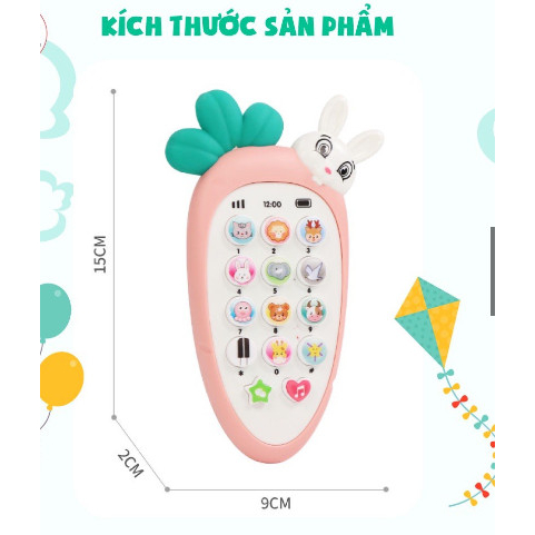 Điện thoại thỏ cà rốt cho bé, có nhạc và đèn
