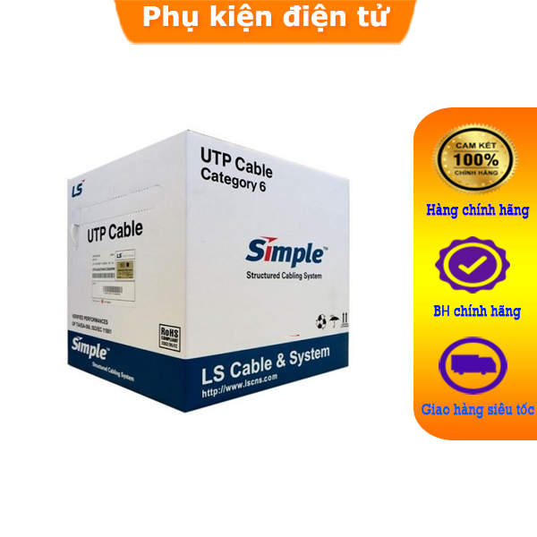 Cáp mạng UTP Cat6, LS Vina 4 đôi, 8 lõi đồng nguyên chất chính hãng