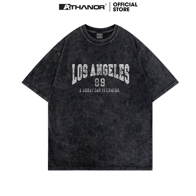 Áo phông wash xám khói ATHANOR local brand oversize form rộng unisex nam nữ mẫu LOS ANGELES