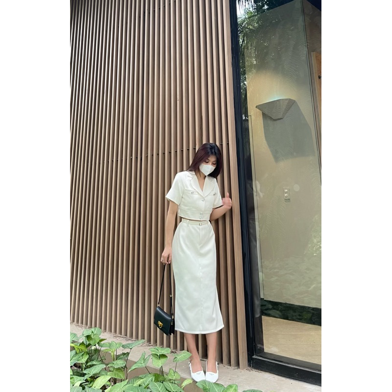 Swanky set - Set vest croptop và chân váy dài xẻ bên