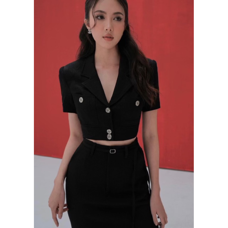 Swanky set - Set vest croptop và chân váy dài xẻ bên
