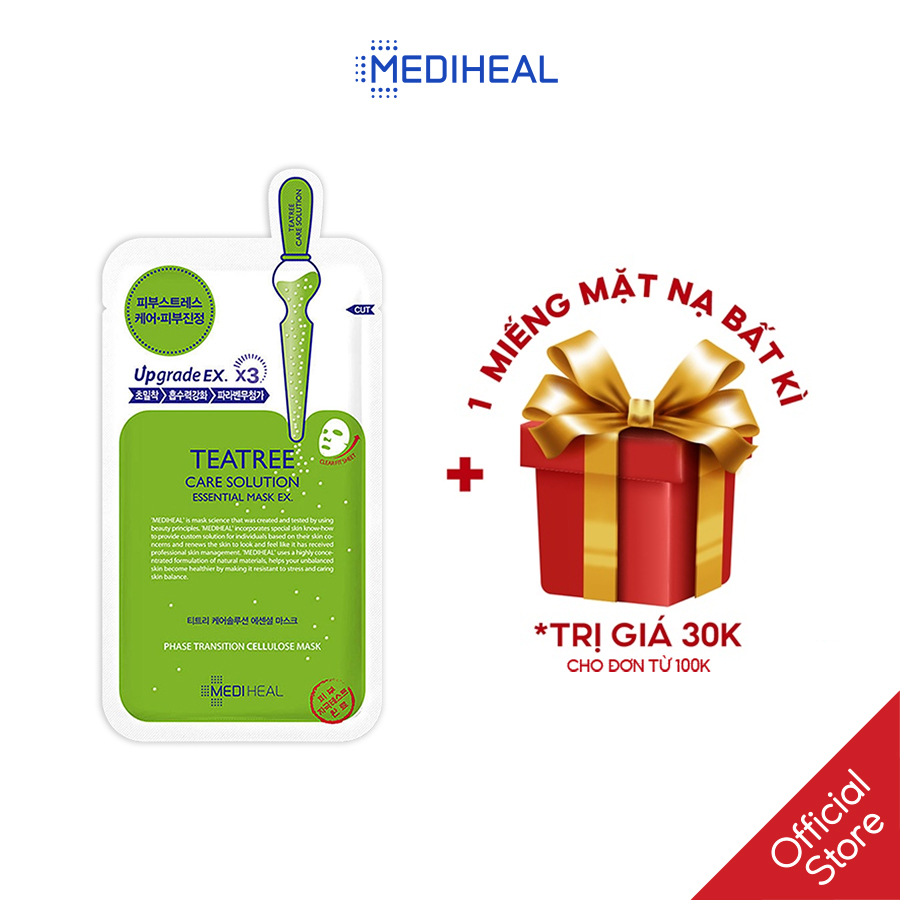 Mặt Nạ Tinh Chất Tràm Trà Ngăn Ngừa Mụn Mediheal Tea tree Care Solution Essential Mask Ex 24ml [K1]