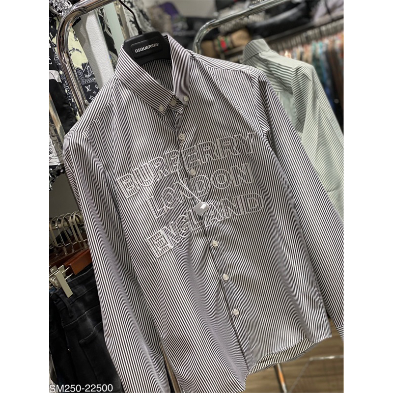 sơ mi dài tay kẻ sọc caro hoạ tiết chữ và logo mới