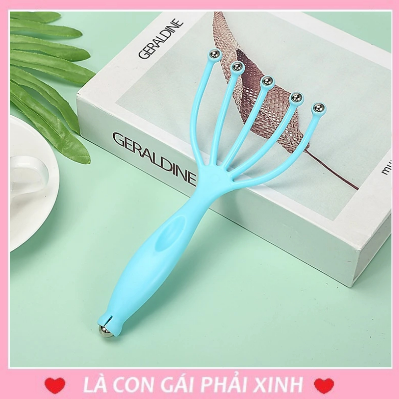 Cây massage đầu cầm tay, dụng cụ massage đầu bằng nhựa thiết kế 5 nhánh giúp massage đều da đầu, kích thích huyệt vị