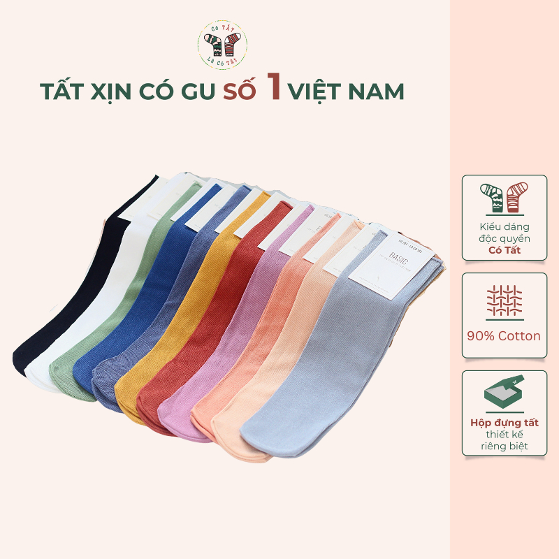 Tất Cao Cổ Nữ Hàn Quốc Có Tất chất cotton pha spandex rất mềm và mát, nhiều màu thời trang