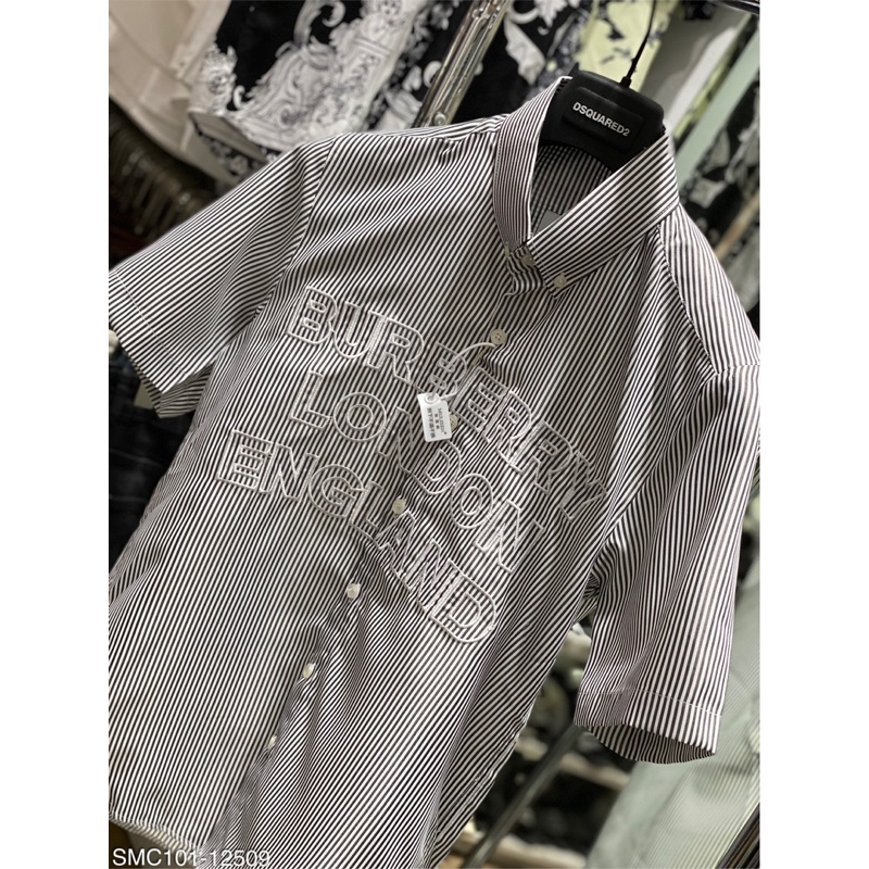 sơ mi ngắn tay hoạ tiết caro kẻ sọc ,logo được thêu sắc nét