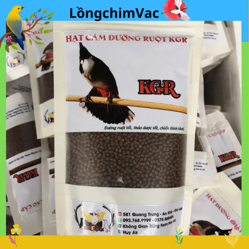 Cám chim chào mào "Không Gian Rừng", "Hạt cám đường ruột KGR", Cám chim cảnh, thực phẩm cho chim, thức ăn cho chim.