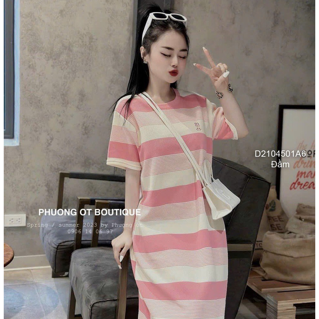 Đầm suông len phối màu hàng QC