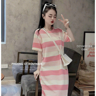 Đầm suông len phối màu hàng QC